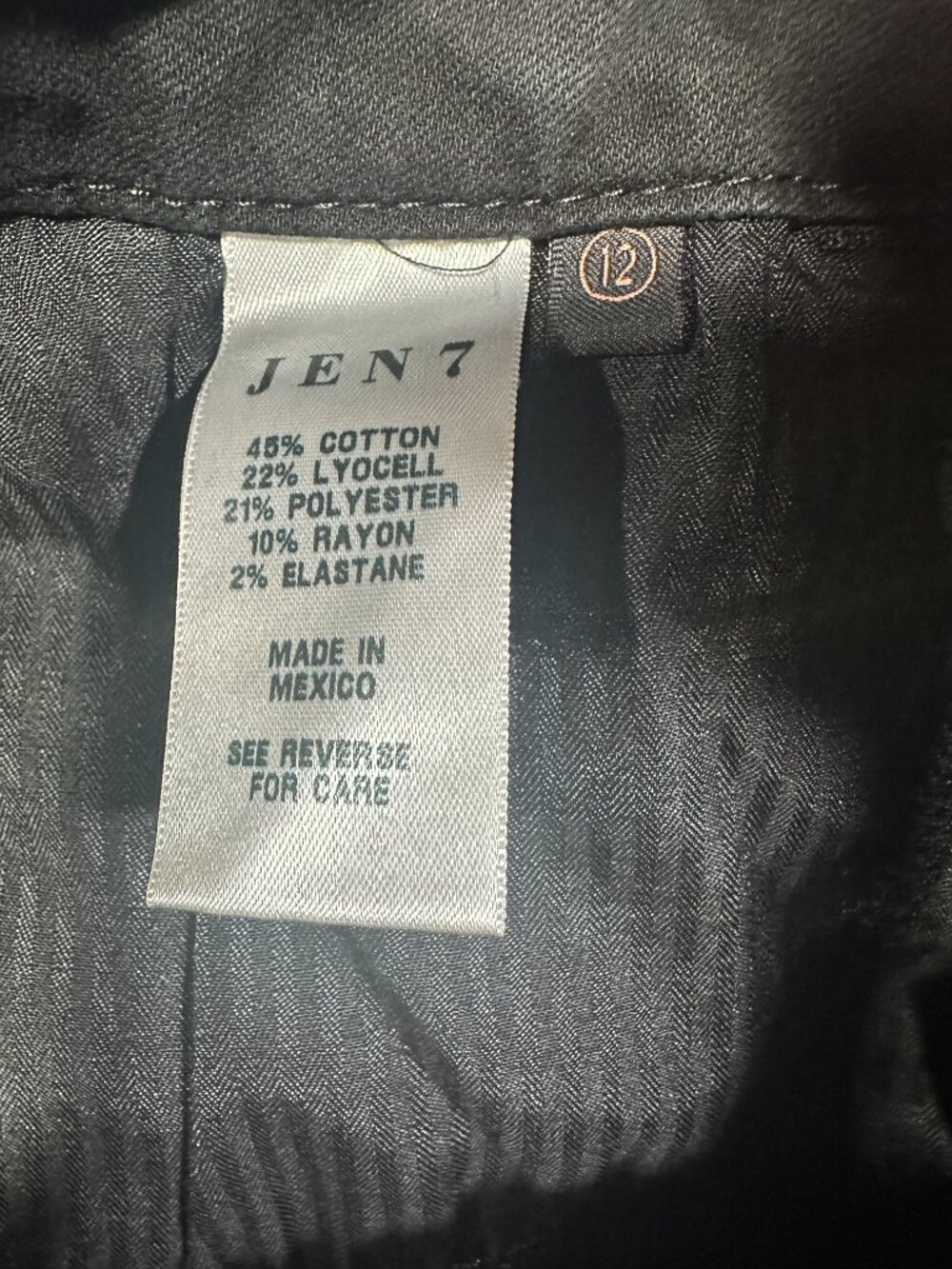 Jen7 by 7 For All Mankind Jeans Womens 12 Black Stretch Petite Ankle Skinny - Picture 6 of 9